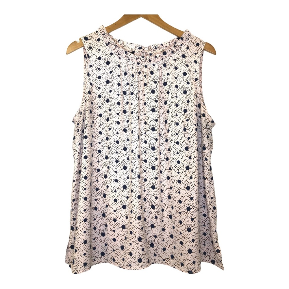 SOLD EUC Talbots Pink W/ Navy Blue Polka Dots Shell Top - Picture 2 of 7